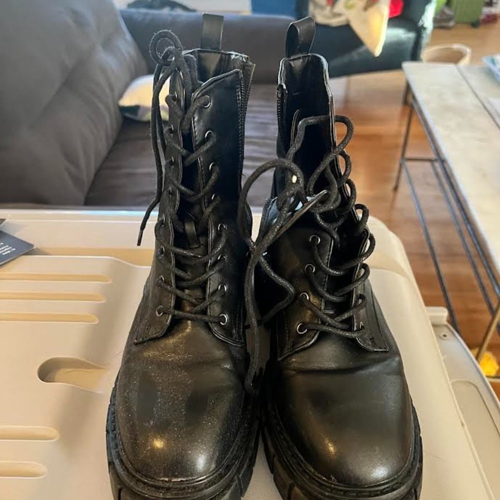 Black Combat Boots - Brand Unknown